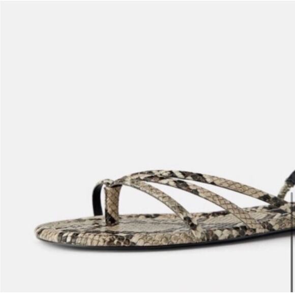 Zara Animal Print Flat Sandals Size 7.5 US - Picture 5 of 11